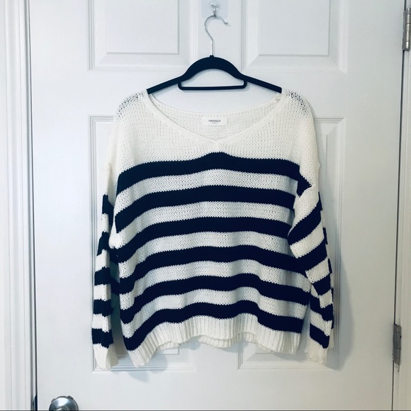 Sweaters - V-neck Striped Sweater